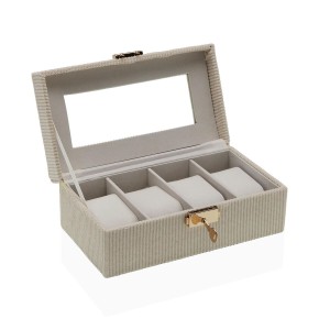 Box for watches Versa Beige MDF Wood 11,5 x 8 x 21 cm