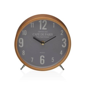 Table clock Versa Cafe de Paris Grey Metal 4,5 x 18,5 x 18,5 cm