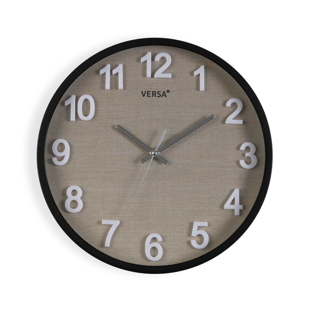 Horloge Murale Versa Noir Plastique 4,5 x 30 x 30 cm