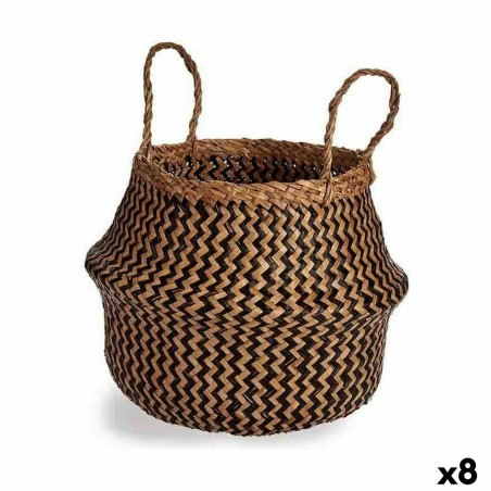 Panier décoratif Noir Naturel Joncs 8 L 31 x 38 x 31 cm (8 Unités)