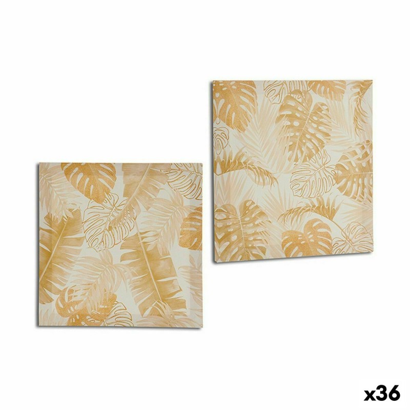 Leinwand Pflanzenblatt Gold 28 x 28 x 1,5 cm (36 Stück)