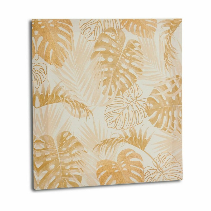 Toile Feuille d'une plante Doré 28 x 28 x 1,5 cm (36 Unités)