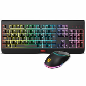 Keyboard with Gaming Mouse Krom NXKROMKBLSP Black Multicolour Spanish Qwerty