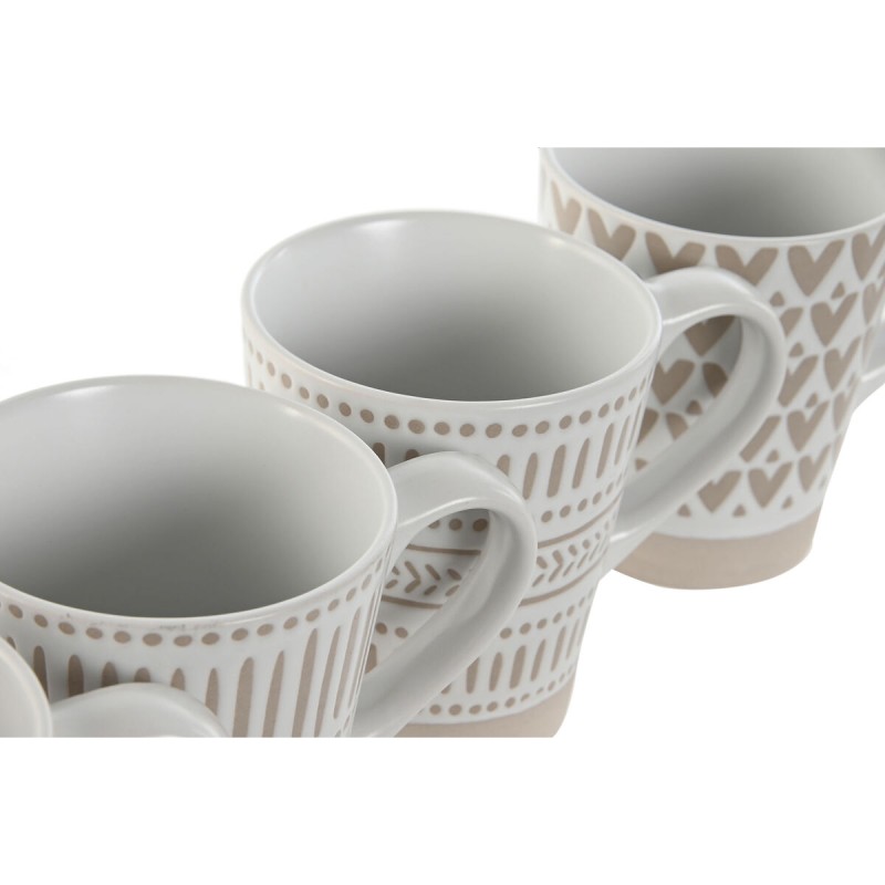 4 Piece Mug Set Home ESPRIT White Beige Stoneware 360 ml 9 x 7 x 10,6 cm