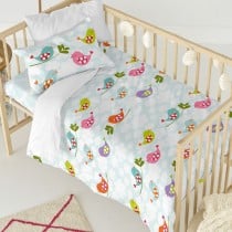 Duvet cover set HappyFriday Mr Fox Little birds Multicolour Baby Crib 2 Pieces