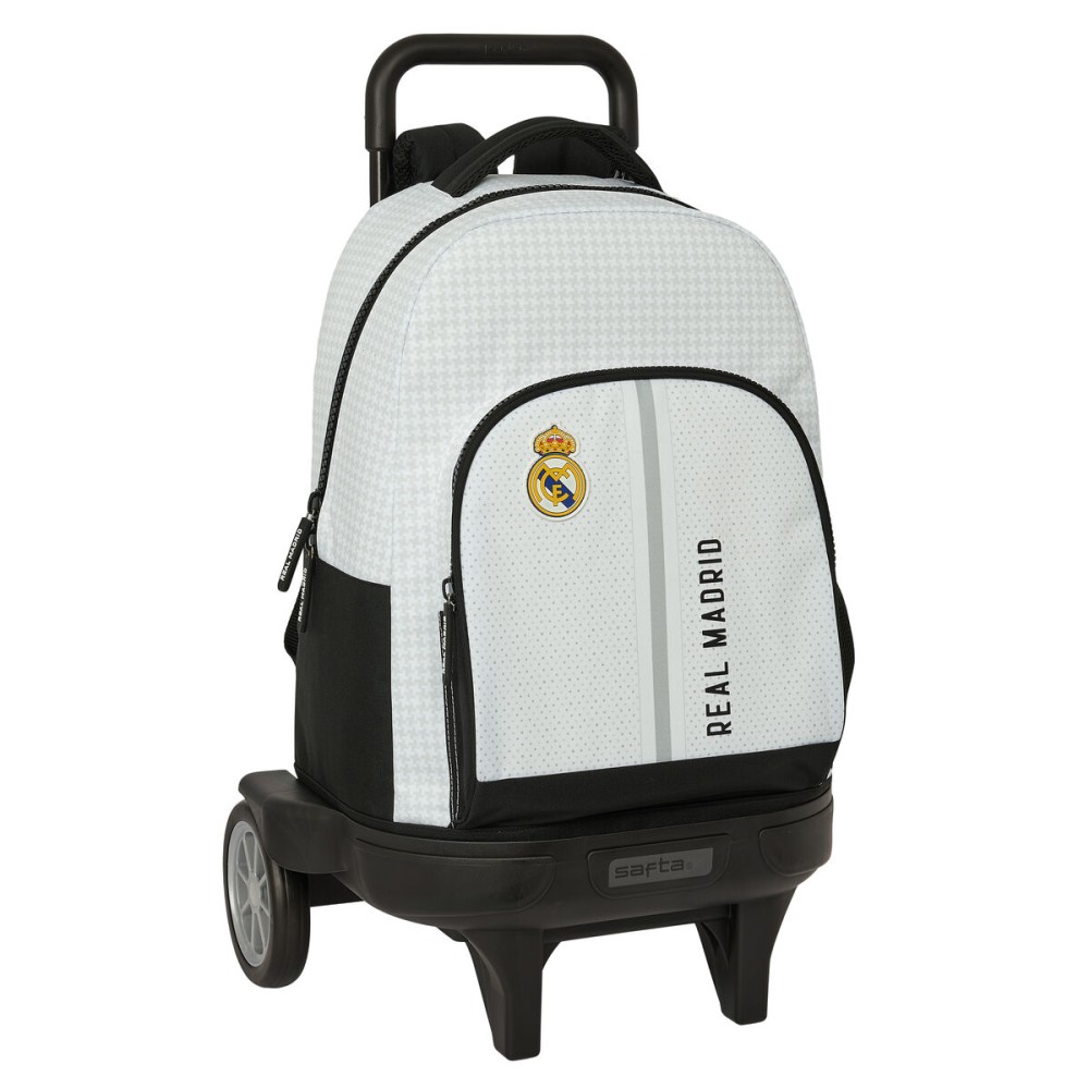 Schulrucksack mit Rädern Real Madrid C.F. 24/25 Weiß Grau 33 x 45 x 22 cm