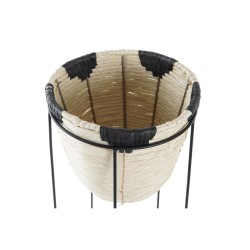 Planter DKD Home Decor Natural Black Metal Colonial Fibre (30 x 30 x 62 cm)