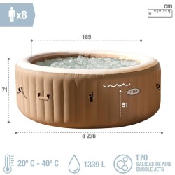 Inflatable Spa Intex 236 x 71 x 236 cm Brown 1339 L