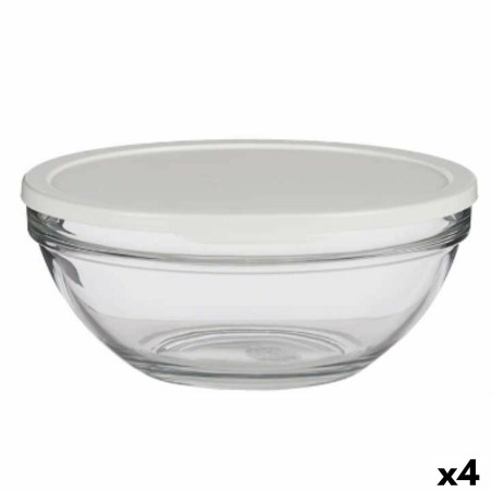 Panier-repas rond avec couvercle Pasabahce Chefs Blanc 2,5 L 23,7 x 10,1 x 23,7 cm (4 Unités)