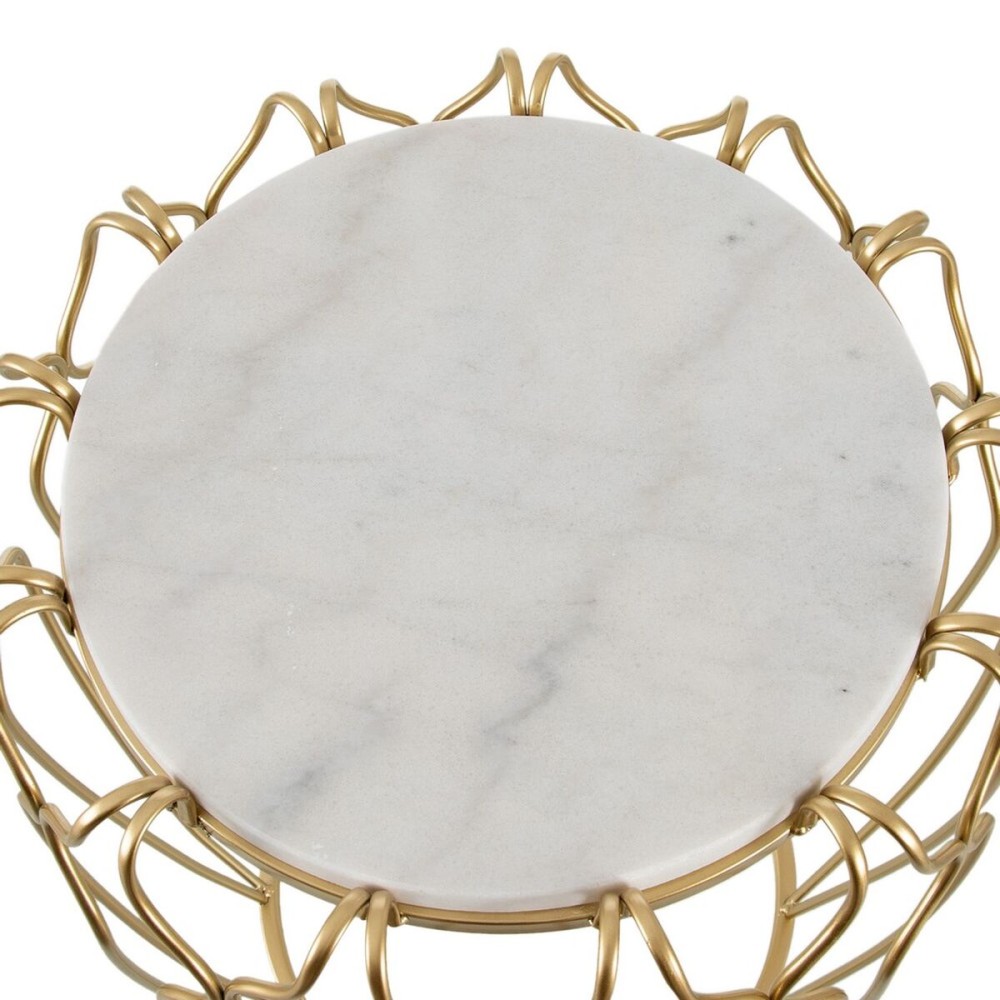 Side table 50 x 50 x 54,6 cm Golden Metal White Marble