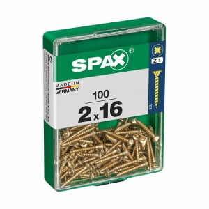 Schraubenkasten SPAX 4081020200162 Flacher Kopf 2 x 12 mm 2 x 16 mm 2,0 x 16 mm (100 Stück)