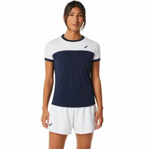 Kurzärmliges Sport T-Shirt Asics Court Marineblau Tennis