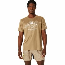 Herren Kurzarm-T-Shirt Asics Fujitrail Logo Ss Top Braun Beige