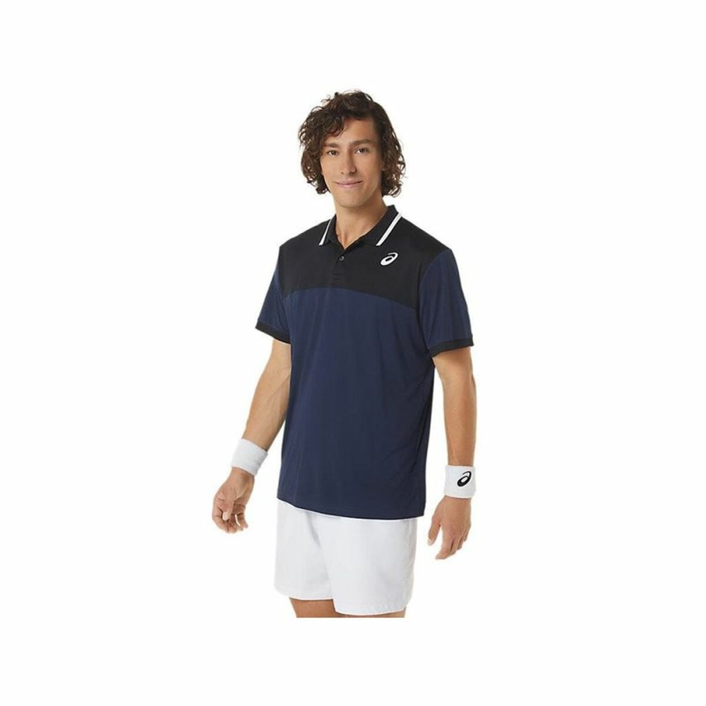 Men’s Short Sleeve Polo Shirt Asics Court Navy Blue