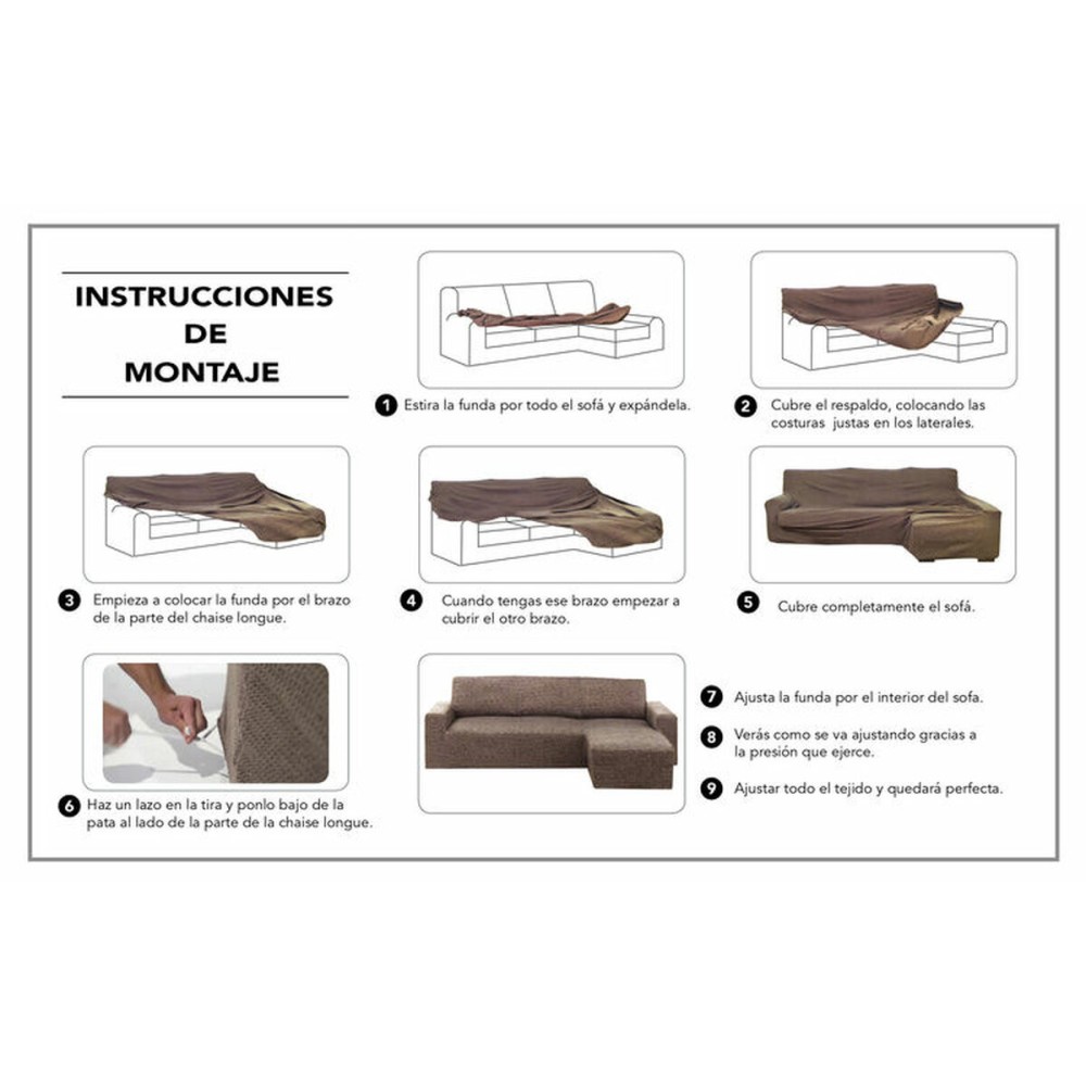 Right short arm chaise longue cover Hosteline OLIMPO Brown 48 x 29 x 14 cm