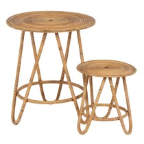 Set of 2 tables Beige 60 x 60 x 39 cm (2 Units)