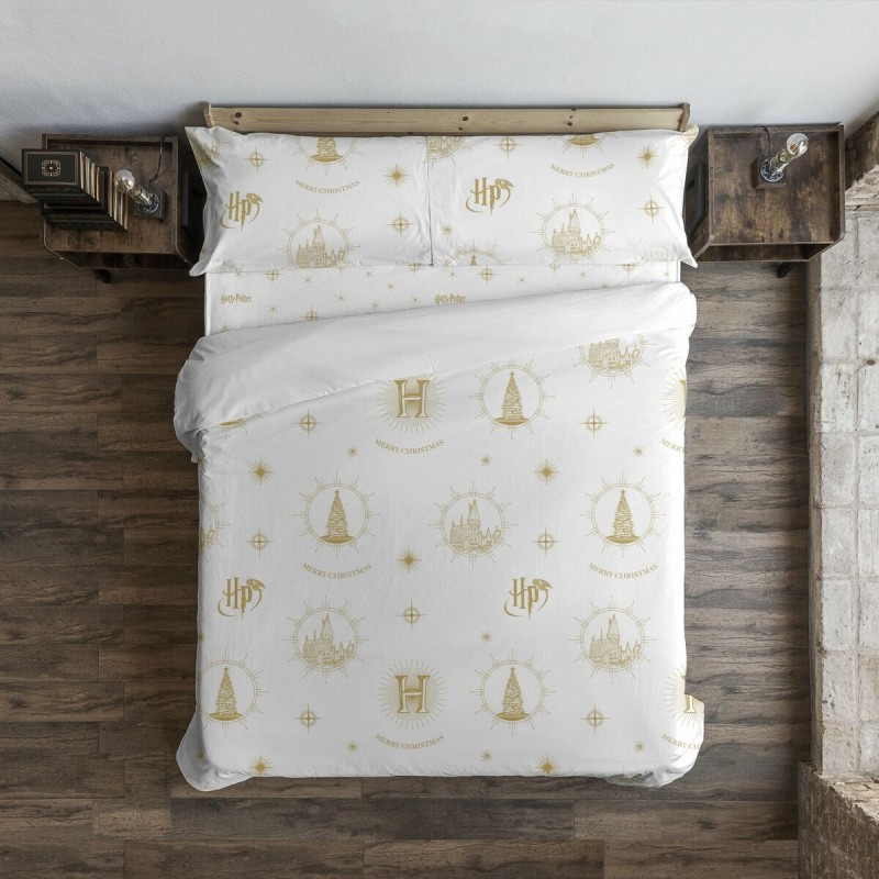 Housse de Couette Harry Potter Hogwarts Gold Christmas Multicouleur 175 Fils 180 x 220 cm Lit 1 persone