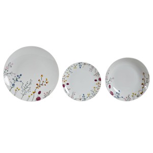 Service de Vaisselle DKD Home Decor Multicouleur Porcelaine Fleurs 27 x 27 x 3 cm 18 Pièces (18 pcs)