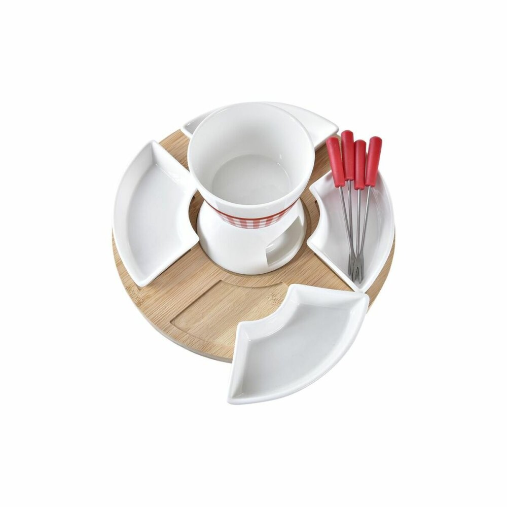 Fondue DKD Home Decor Rouge 26,5 x 26,5 x 1,5 cm (10 pcs)