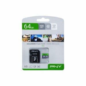 Carte Mémoire Micro SD avec Adaptateur PNY P-SDUX64U185GW-GE 64 GB