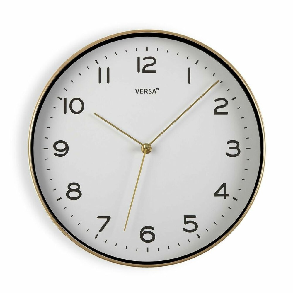 Horloge Murale Versa Blanc Doré Quartz 30,5 x 4,3 x 30,5 cm