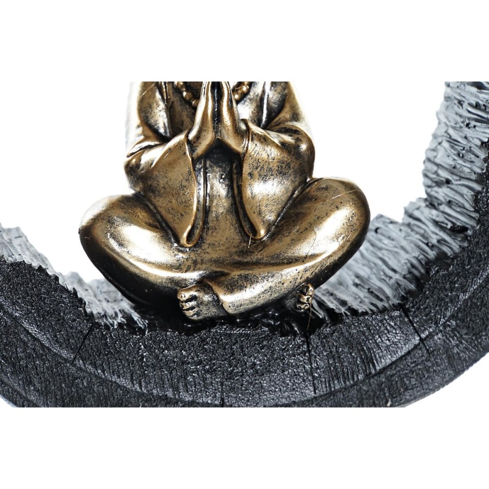 Figurine Décorative DKD Home Decor Noir Doré Moine Oriental 20,8 x 6,5 x 18,5 cm (2 Unités)