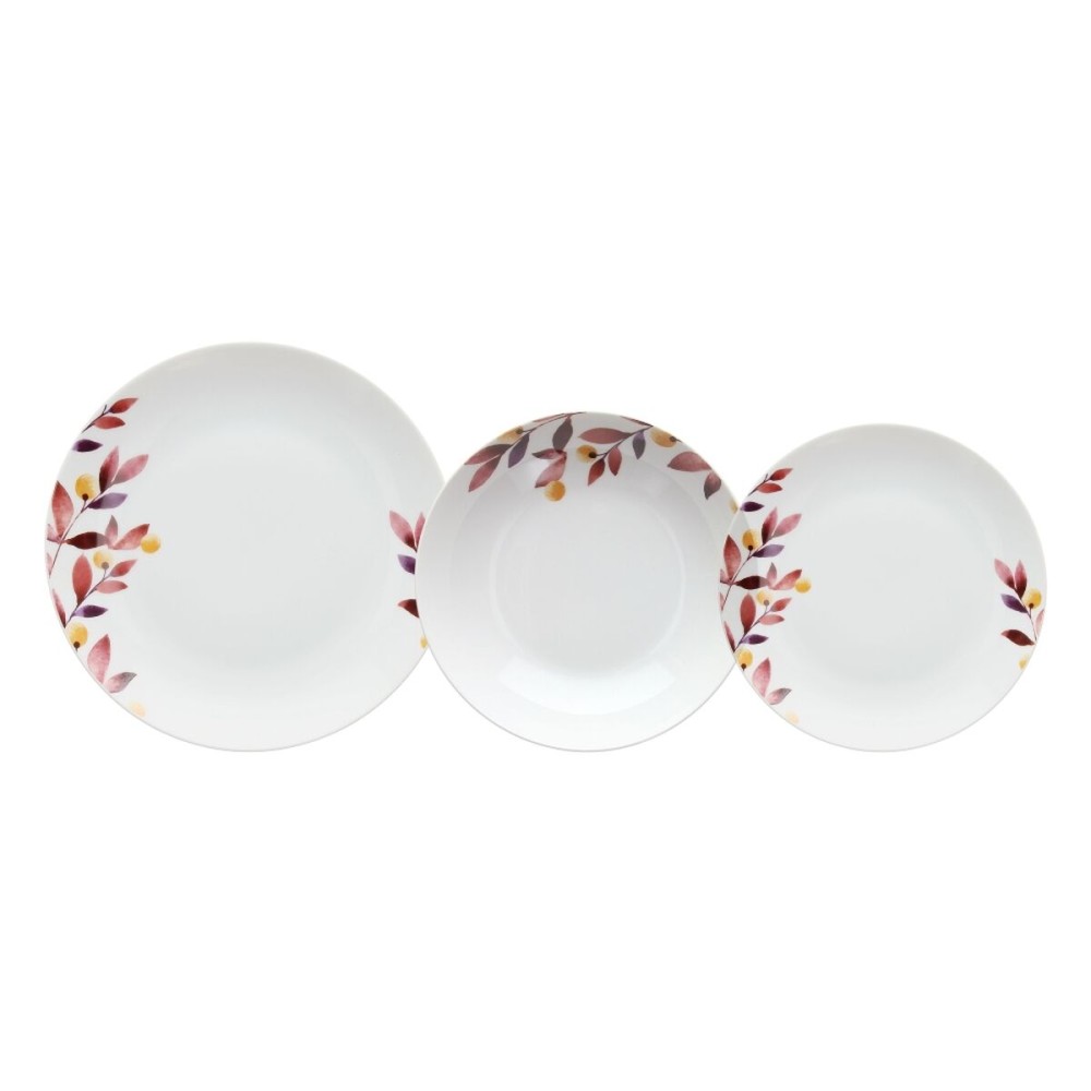 Tableware White Multicolour Porcelain Sheets 1 cm 37 x 23 x 30 cm 18 Pieces