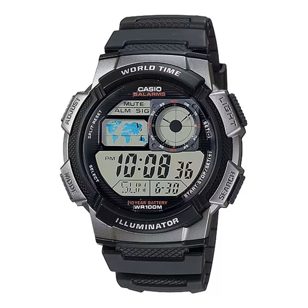 Herrenuhr Casio WORLD TIME ILLUMINATOR Schwarz (Ø 43 mm)