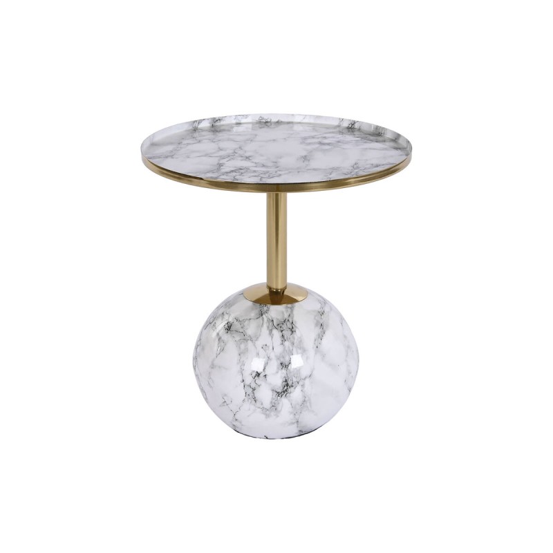 Table d'appoint DKD Home Decor 41 x 41 x 47 cm Doré Blanc Fer