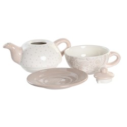 Tea Set DKD Home Decor Blue Pink Yellow 750 ml Dolomite (3 Units)