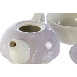 Teapot DKD Home Decor Blue White Green Lilac Dolomite 750 ml (3 Units)