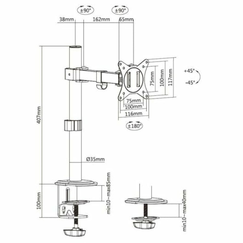 Bildschirm-Träger für den Tisch Equip 650156 17"-32"