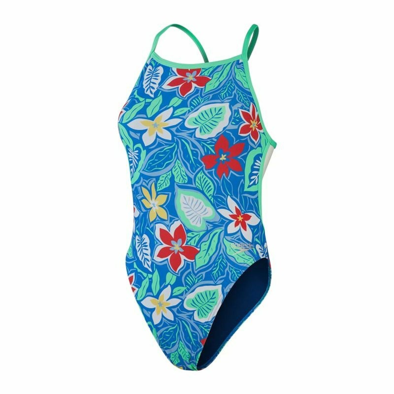 Damen Badeanzug Speedo Allover Vback Blau