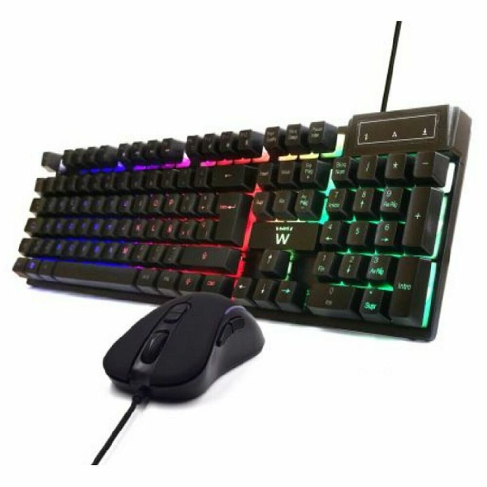 clavier et souris Ewent PL3201 Noir Espagnol Qwerty QWERTY