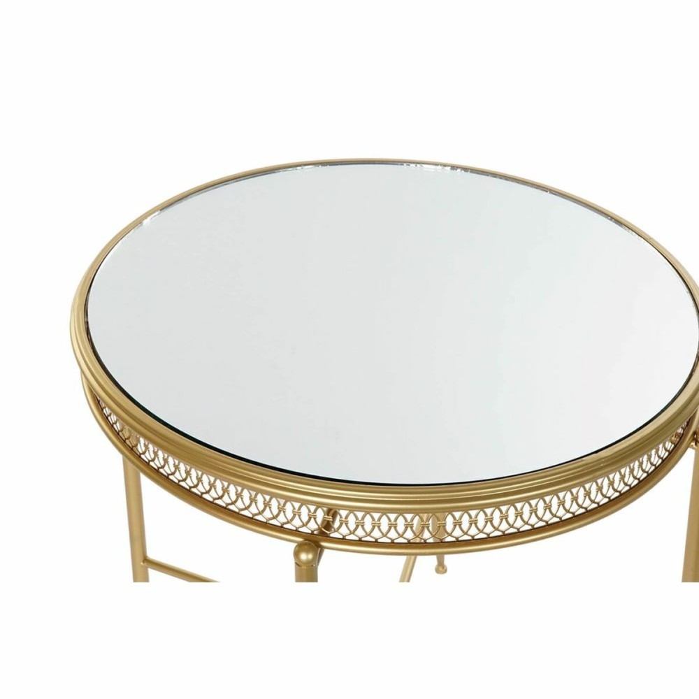 Table d'appoint DKD Home Decor 56 x 56 x 56 cm Miroir Doré Métal