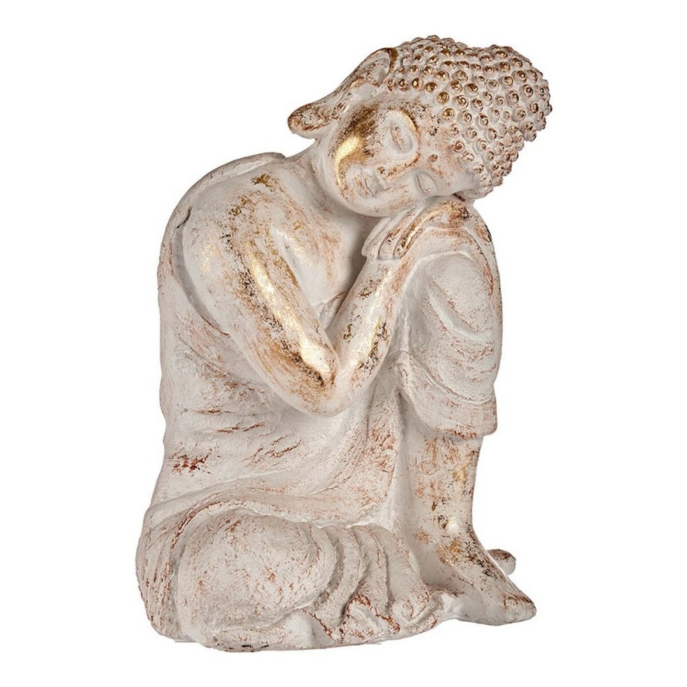 Decorative Garden Figure Ibergarden CC20446 White Golden Polyresin 28,5 x 43,5 x 37 cm Buddha