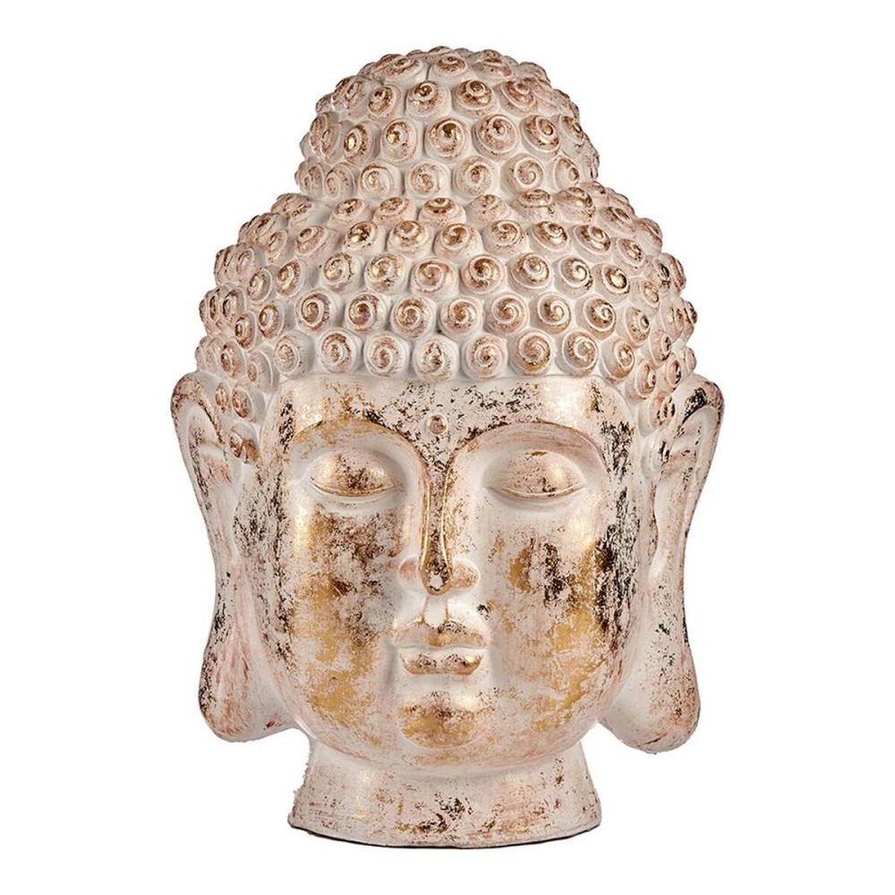 Decorative Garden Figure Buddha Head White/Gold Polyresin (45,5 x 68 x 48 cm)