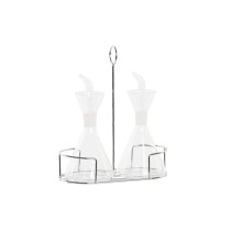 Öl- und Essig-Set DKD Home Decor 200 ml 19,5 x 10 x 23,5 cm Metall Durchsichtig 2 Stück Borosilikatglas