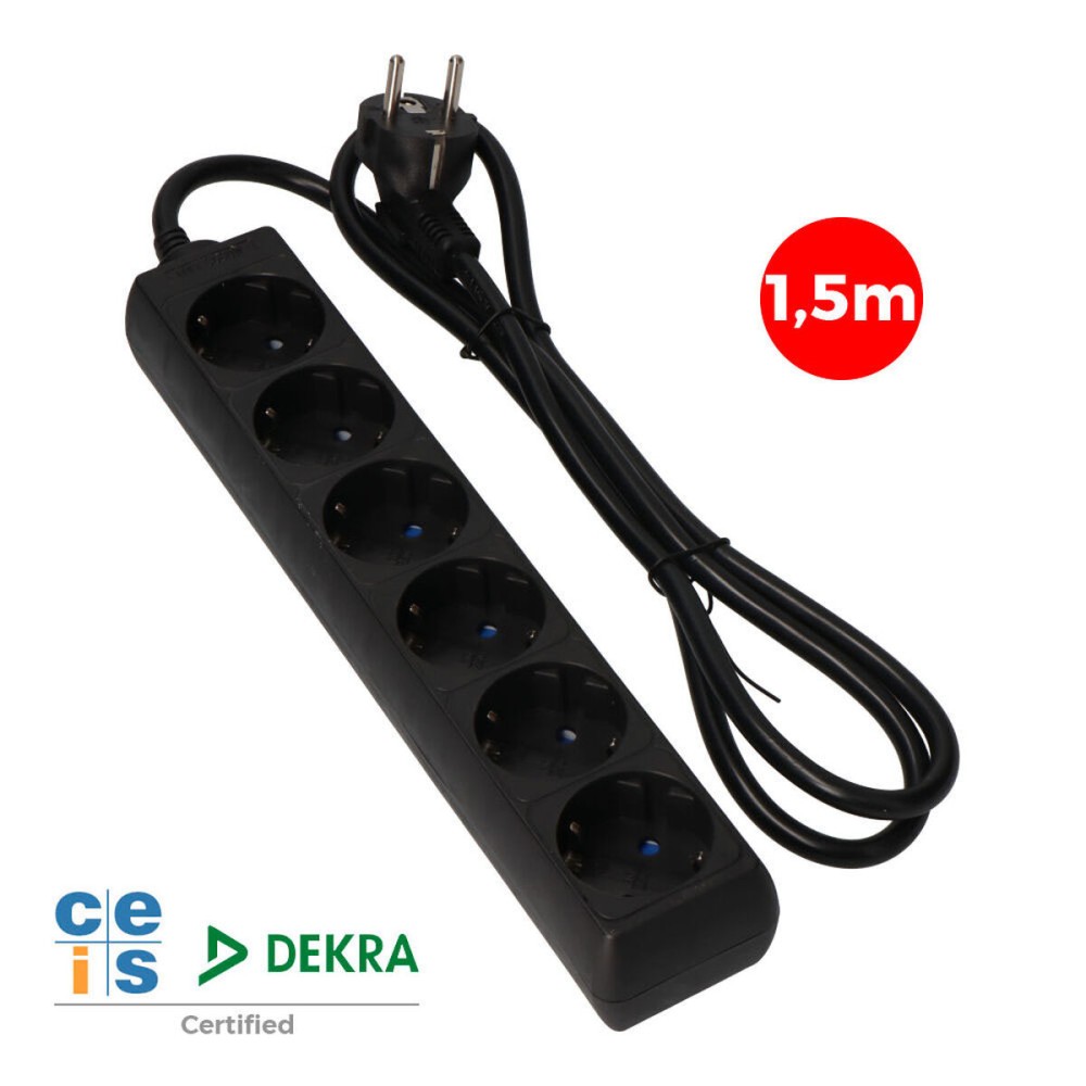 6-socket plugboard without power switch EDM 41008 Schuko (1,5 m)