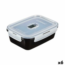 Hermetic Lunch Box Luminarc Pure Box Black 1,22 L Glass (6 Units)