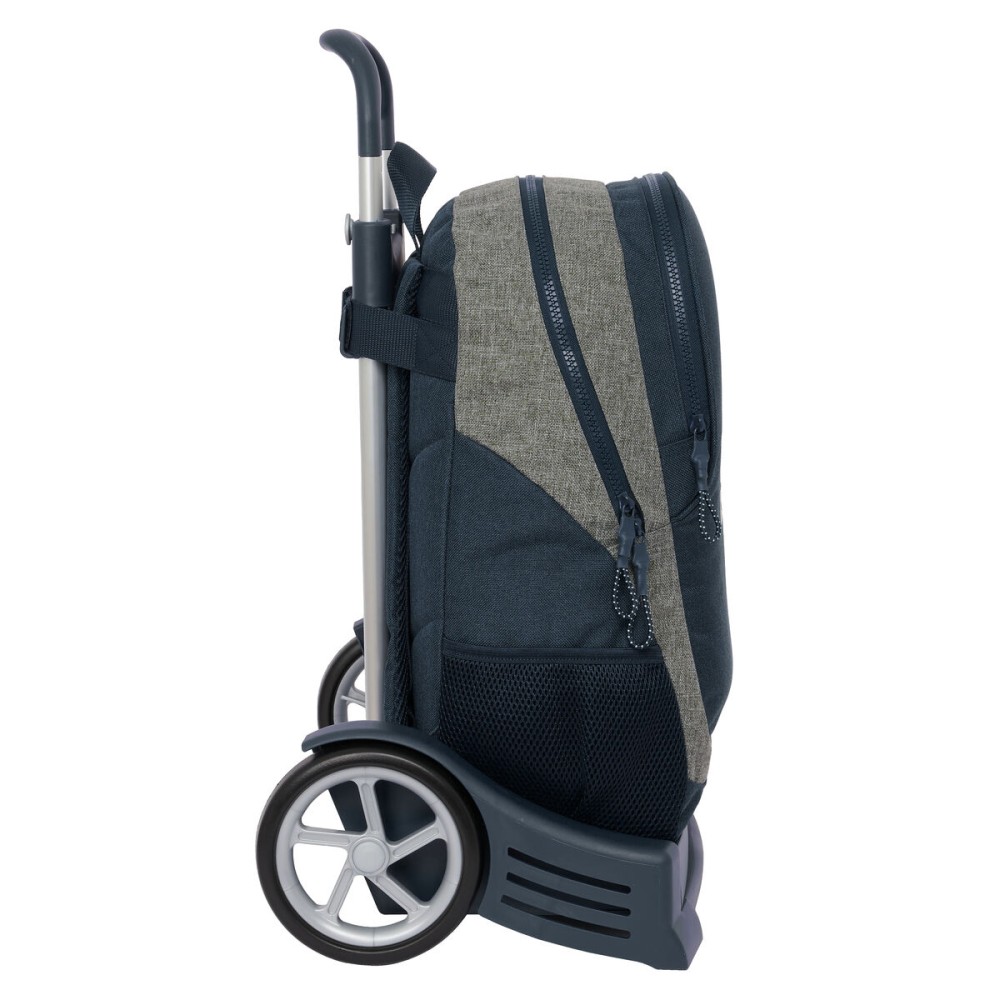 School Rucksack with Wheels Kappa Dark navy Grey Navy Blue 32 x 44 x 16 cm