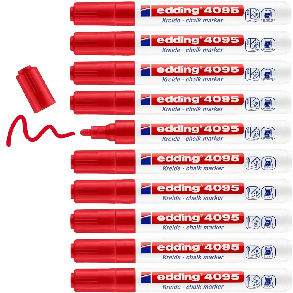 Flüssige Kreidemarker Edding 4095 Rot (10 Stück)