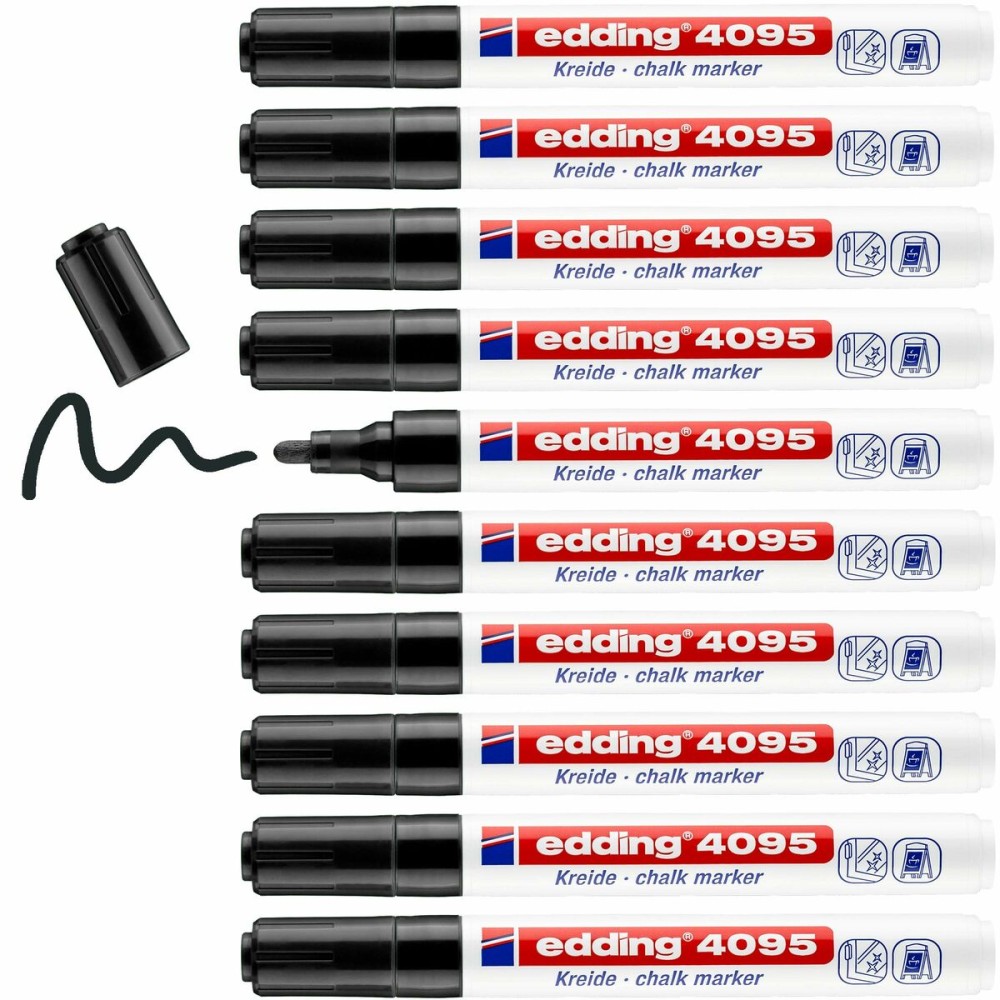 Flüssige Kreidemarker Edding 4095 Schwarz (10 Stück)