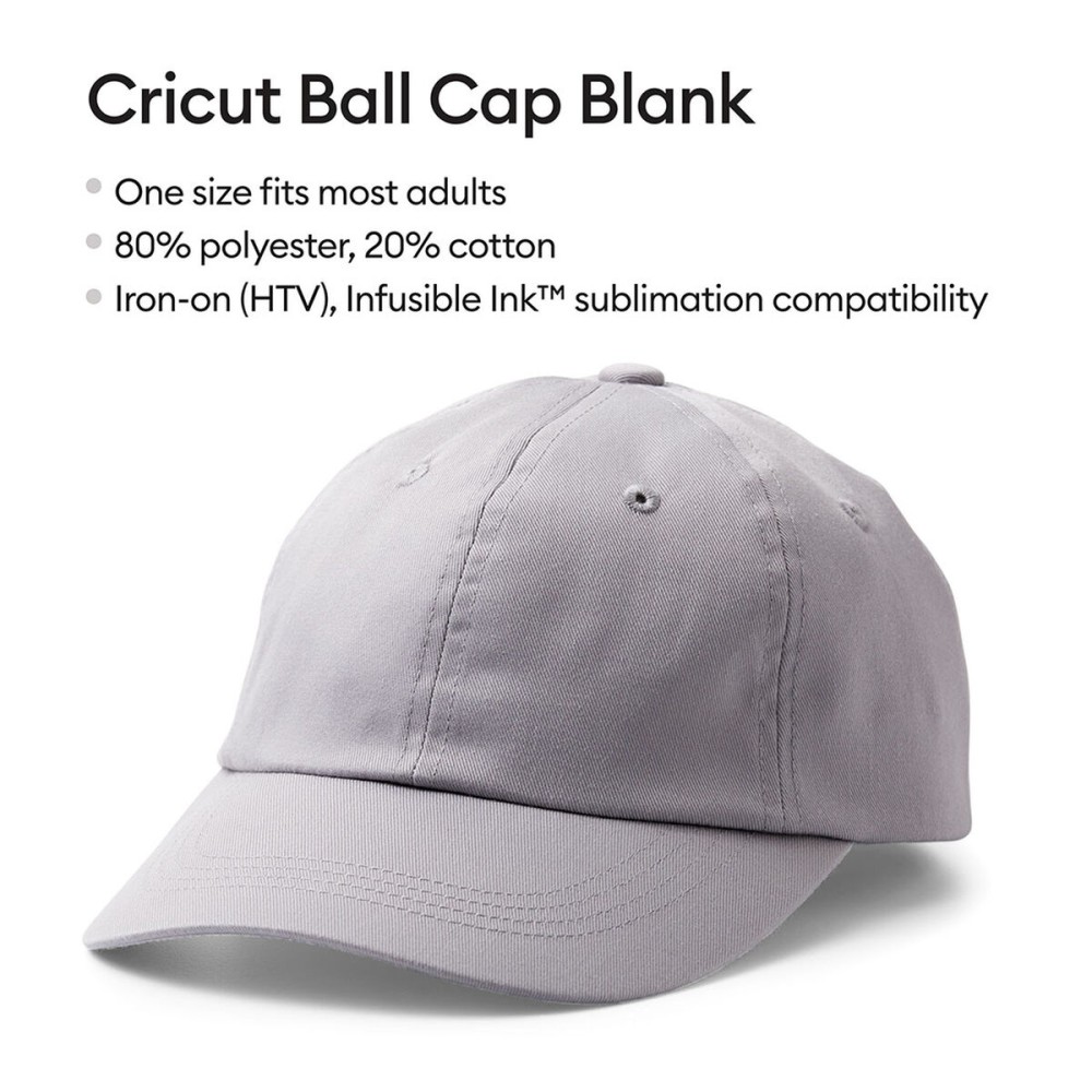 Customisable Cap for Cutting Plotter Cricut RETAILER Grey One size