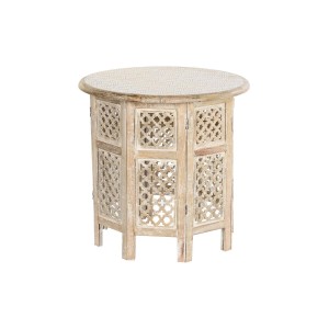 Table d'appoint DKD Home Decor Blanc Marron Bois de manguier 53 x 53 x 53 cm