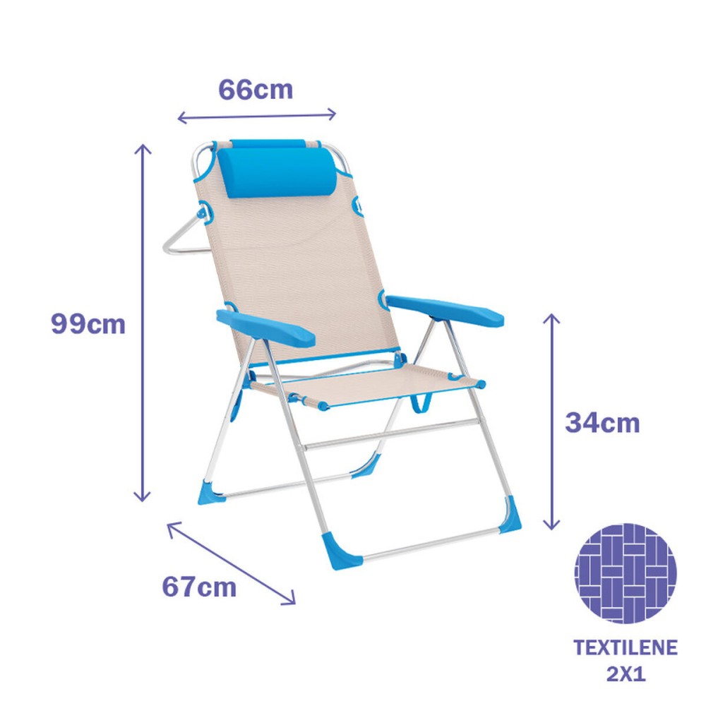 Gepolsterte Campingstuhl Marbueno Blau Beige 67 x 99 x 66 cm