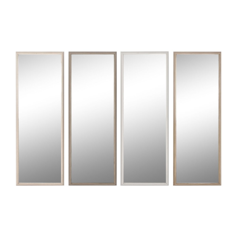 Miroir mural Home ESPRIT Blanc Marron Beige Gris 33 x 3 x 95,5 cm 33 x 2,7 x 93 cm (4 Unités)