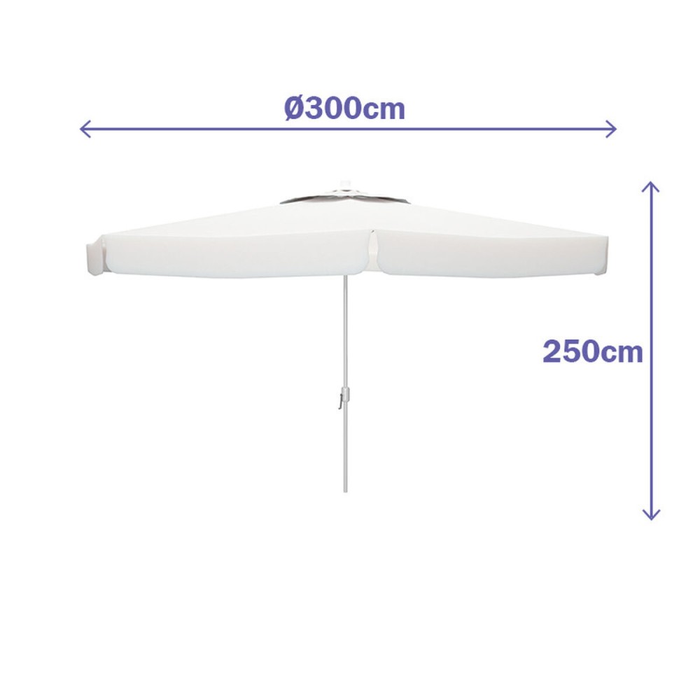 Sunshade Marbueno White Polyester Aluminium Ø 300 cm