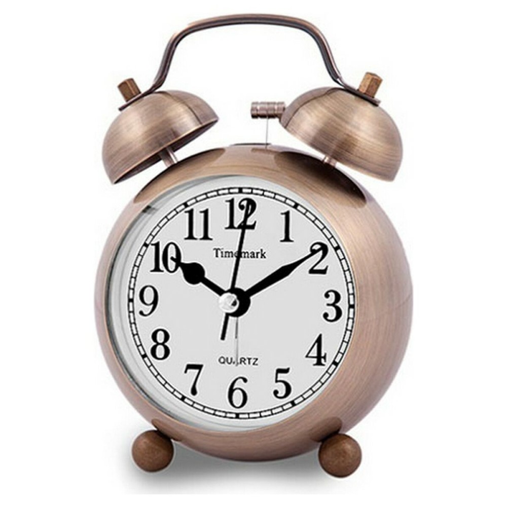 Analogue Alarm Clock Timemark Bronze Light with sound 9 x 13,5 x 5,5 cm (9 x 13,5 x 5,5 cm)