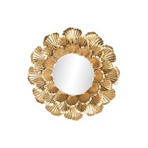 Wall mirror Home ESPRIT Golden Leaf of a plant 76,5 x 8 x 76,5 cm